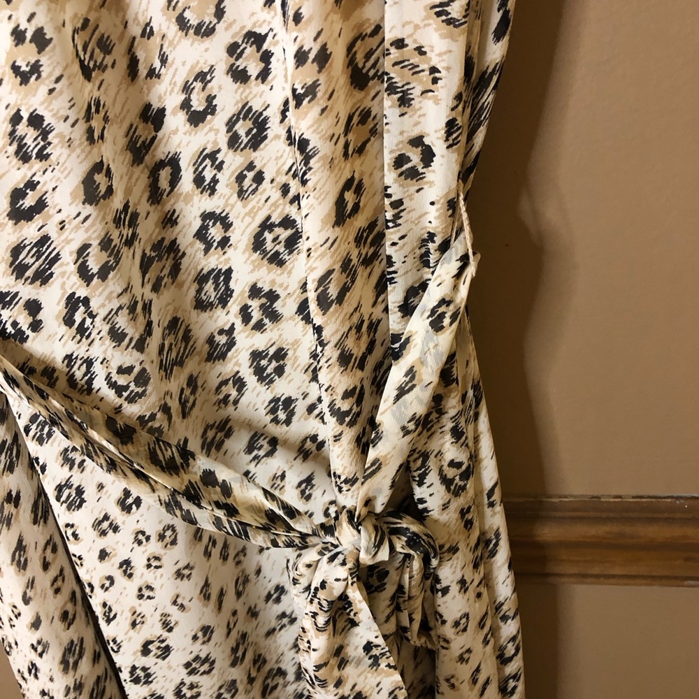 Joie Corrin Silk Leopard Animal Print Tie Waist‎ Midi Dress Tan Size Small - Picture 6 of 6